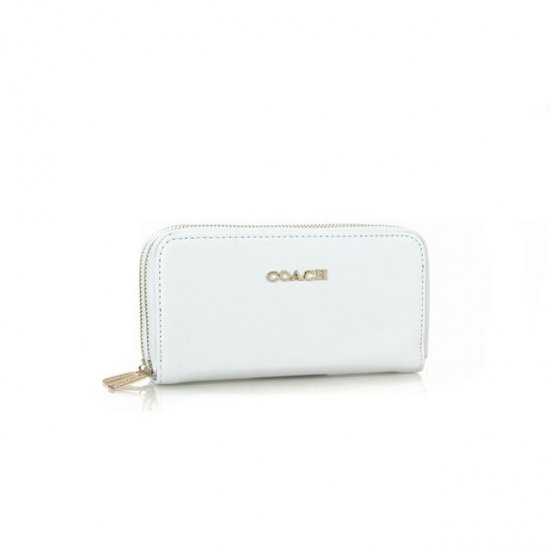 Coach Double Zip In Saffiano Small White Wallets FFM | Coach Outlet Canada